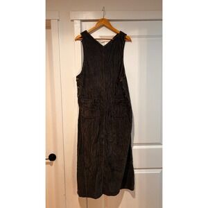 Vintage HSZ Corduroy Jumper Overall Dress Midi Green Women's M 90s Western